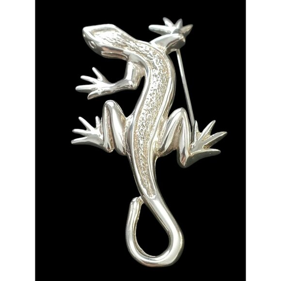 Sterling Silver Lizard Brooch Pin Textured D'Molino Mexico 925 17g TM-90 Iguana - Picture 5 of 10